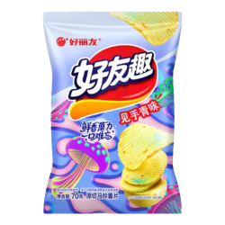 好丽友 新品上市 好友趣 薯片 见手青味 70g 山野菌香