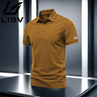 LISV 男士翻领短袖POLO衫 焦糖色-袖标polo 4XL