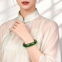 印象眸 菠菜绿和田碧玉手镯59-60mm 送妈妈完全不出错