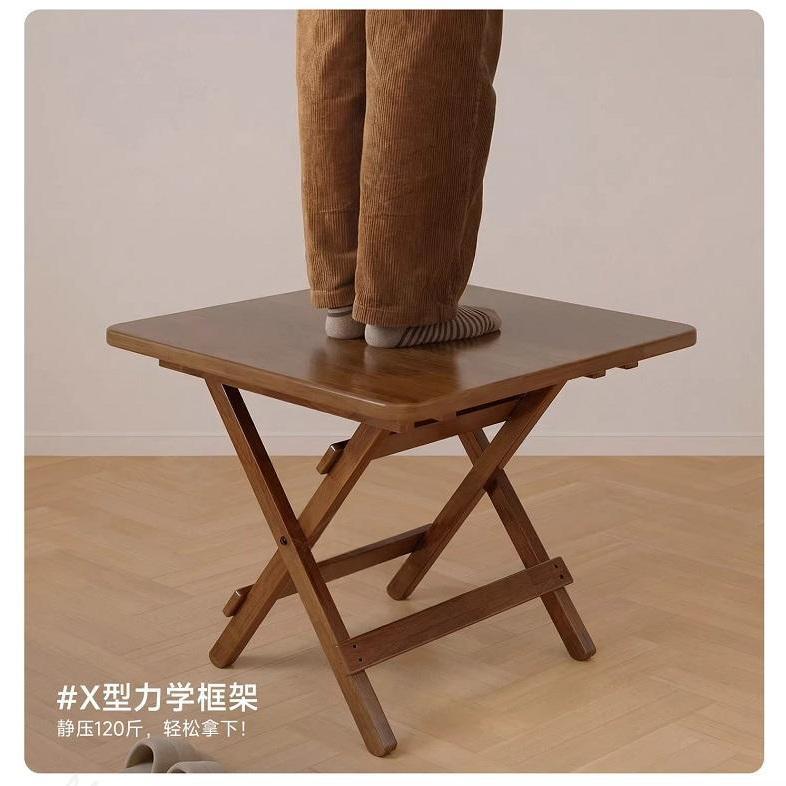  锦需 可折叠 折叠桌 【实木折叠方桌 高款】胡桃色80x80x75cm