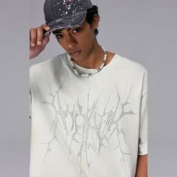 ROCAWEAR ROCA WEAR 异形复古做旧水洗宽松休闲破坏圆领薄款短袖T恤