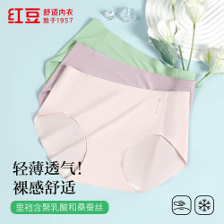 红豆男装 女士裸感冰丝透气三角裤3条装