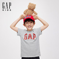 Gap 纯棉字母LOGO圆领短袖T恤 浅灰色 120cm