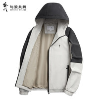 与狼共舞 登山服连帽外套休闲运动夹克男 706浅卡其 L(175)