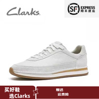 Clarks 男鞋春秋新款时尚阿甘鞋百搭运动鞋平底系带牛皮休闲鞋 白色 41
