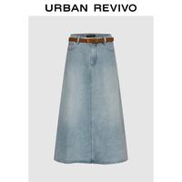 URBAN REVIVO 水洗牛仔半裙 蓝色 XXS