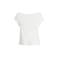 H&M 女士T恤 一字领罗纹修身短袖 白色 S