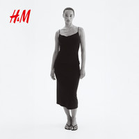 H&M 女装海岛风细吊带连衣裙 黑色 M