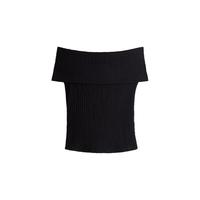  H&M 一字肩 女士T恤 黑色 M 165/96