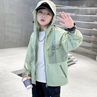 三叶豆 男童夏装防晒衣外套2026新款儿童上衣中大童男孩夏季透气防晒服 绿色 160