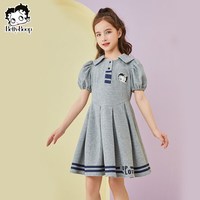 贝蒂 女童夏洋气裙子2026新款韩版儿童中大童时髦轻薄短袖连衣裙子