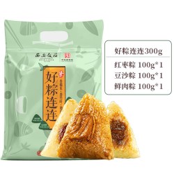 西安饭庄 粽子鲜肉粽红枣豆沙粽 100g+100g+100g 真空袋装