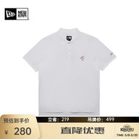 NEW ERA 潮流基础POLO衫T恤男女情侣花体刺绣短袖 14341328-白色 L