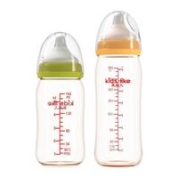  kids like/英右儿 防胀气 婴儿奶瓶 吸管 奶瓶+手柄吸管（240ml）黄