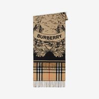 BURBERRY 双面马术骑士徽标 男女通用羊绒围巾 80737681 210cm