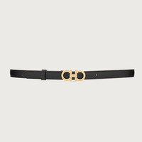 值友专享：Salvatore Ferragamo 【母亲节好礼】GANCINI系列 锤纹牛皮超细腰带女士 黑金扣 1.6cm 675180