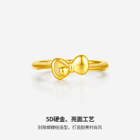 今日必买：周六福 5D硬金蝴蝶结足金戒指 实用又自带氛围感