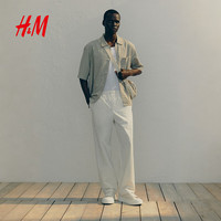 H&M 男装休闲裤夏季通勤商务直筒休闲版棉质长裤