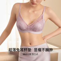 Ubras 日光香草文胸蕾丝网纱大胸显小透气无钢圈美背内衣 虞书欣同款