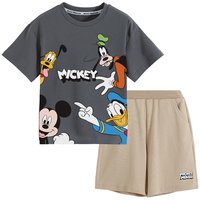 Disney baby 迪士尼宝贝男童短袖短裤两件套 卡其色 90cm