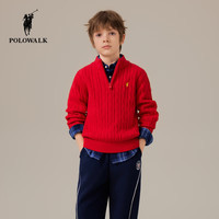 POLOWALK 男童针织衫 大红 立领 150cm 毛衣