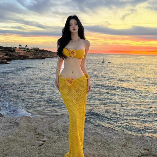 南木熊 比基尼泳衣女 泰式长裙海岛度假风三件套