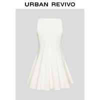 URBAN REVIVO 一字领大裙摆连衣裙 本白 XS