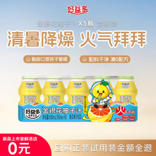 好益多 金银花柚子汁儿童零食饮料夏天饮品小孩果汁尝鲜5瓶装