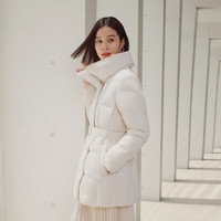 波司登 凝脂白女士中长羽绒服 90%鹅绒 8513 XL