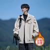 Shelley Jones/雪莱琼斯 美式复古PU皮夹克 米色 加棉 4XL