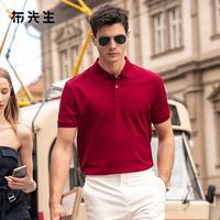 布先生 AT16053 一片式扁机领 男士POLO衫 朱砂红 2XL