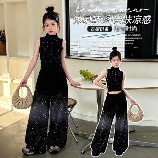 儿童爵士舞演出服少儿时尚背心街舞蹈服练功服女童jazz走秀表演服