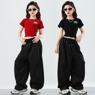 夏季女童爵士舞演出服jazz潮酷时髦露脐练功服街舞嘻哈走秀表演装