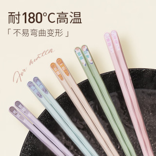 懒米 抗菌防滑耐高温心愿筷-5双装