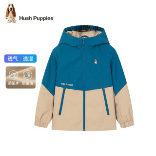 PLUS会员：暇步士 外套男童女童春秋季新款简约拼接时尚风衣 日食蓝 160 cm(偏大一码)