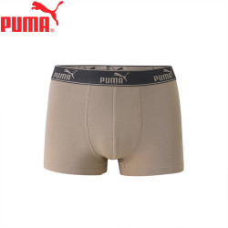 PUMA 男士内裤抑菌内胆平角底裤运动休闲四角短裤1条装 浅棕色 1条 M (110-130斤)