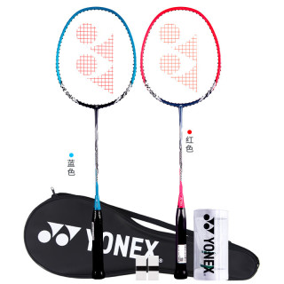 YONEX 全碳素纤维 初学者耐用一体式羽毛拍 NR6000i蓝色/红色 对拍 配2只球 已穿线