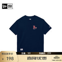 NEW ERA ERA纽亦华MLB爱心短袖T恤圆领男女NY印花百搭潮 14387846-藏青色 S