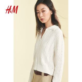 H&M 女装毛针织衫夏季圆领长袖