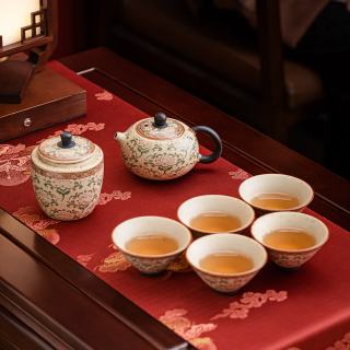 值友专享、新品尝鲜：苏氏陶瓷 敦煌美学【云栖敦煌】火石红釉西施壶 茶具套装