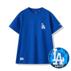 NEW ERA 夏季MLB水绘系列NY/LA印花圆领短袖T恤男女潮