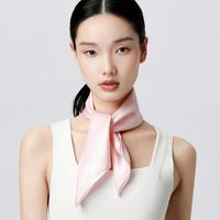 丝界 100%桑蚕丝真丝丝巾女纯色缎面小方巾春出游装饰护颈小领巾