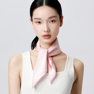 丝界 100%桑蚕丝真丝丝巾女纯色缎面小方巾春出游装饰护颈小领巾