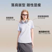 美特斯邦威 T恤女士新款舒适印花t恤纯色简约显瘦短袖T恤透气 航线蓝 M 160 84A