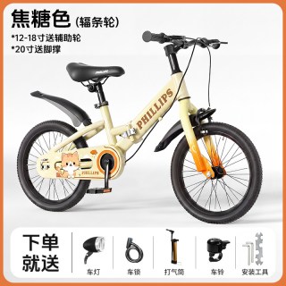 PHILLIPS 儿童自行车女孩可折叠宝宝脚踏车3-6-8-12岁新款男童学生车