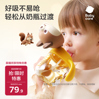 babycare 小松鼠儿童水杯学饮杯宝宝吸管杯防呛夏季水壶