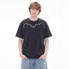 gxgjeans 超值清仓 美式做旧感复古宽松休闲圆领短袖T恤 26夏新品 黑灰色