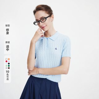 navigare 意大利小帆船修身短袖针织POLO衫女