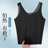 欧迪芬 吊带背心女冰丝无痕夏季简约舒适小内搭打底衫无袖上衣女士内衣 黑色