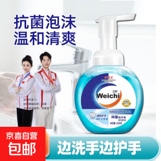 卫驰泡泡抑菌香氛洗手液洁净不伤手按压式泡沫保湿护手玫瑰香 300ml*1瓶